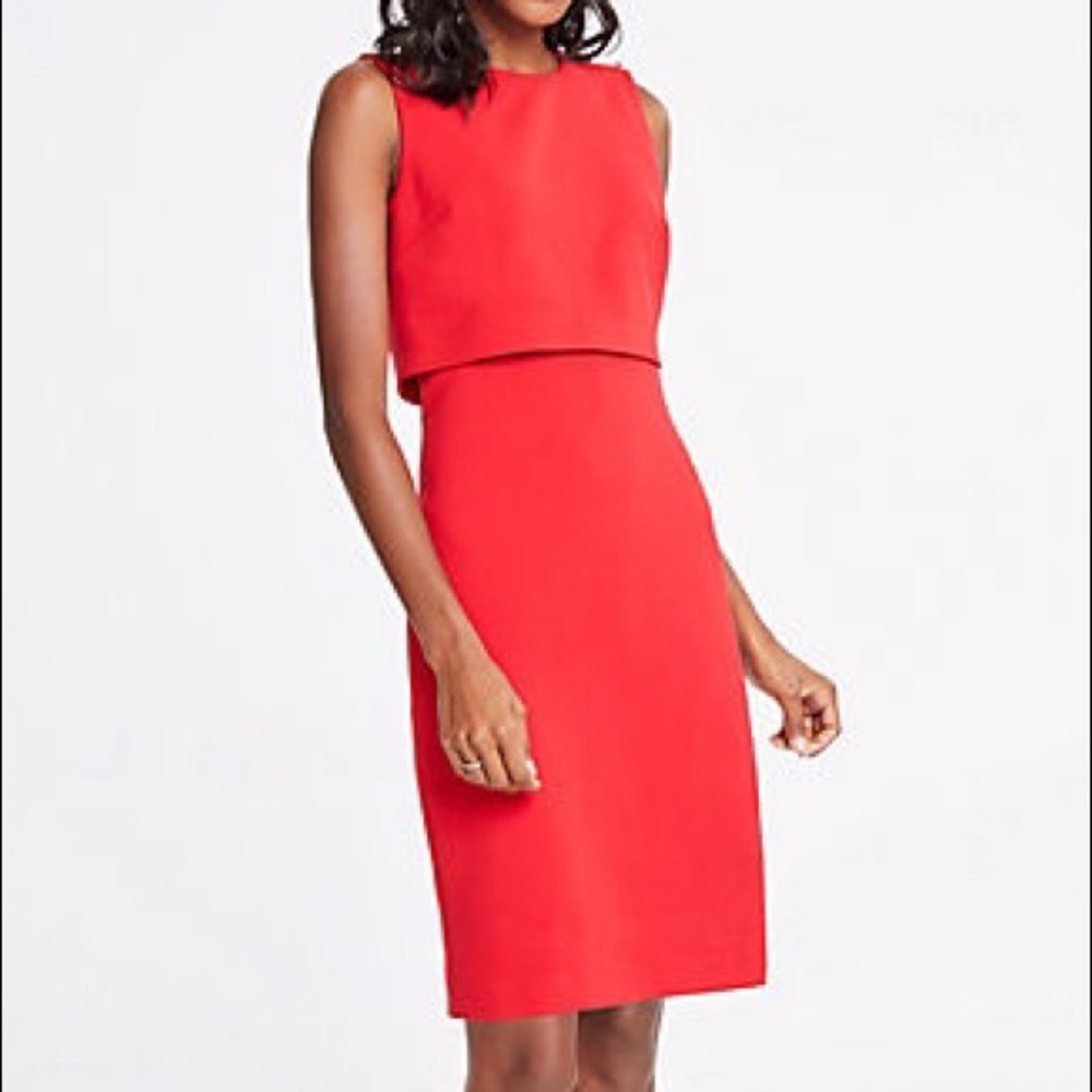 Ann Taylor | Doubleweave Sheath Dress w/ Overlay